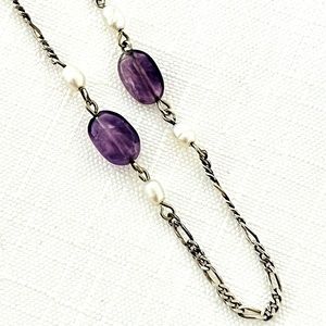 Necklace~Italian SterlingSilver~Amethyst~Pearl